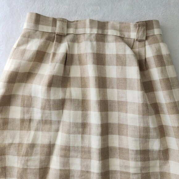 Vtg 70s Plaid Skirt Set Sz 10 Tan Jacket Union Made Linen JH Collectibles ILGWU - Picture 11 of 16